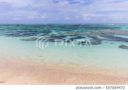 Anse Union beach view, coastal landscape of La Digue island Anse Union beach view, coastal landscape of La Digue island 107884472