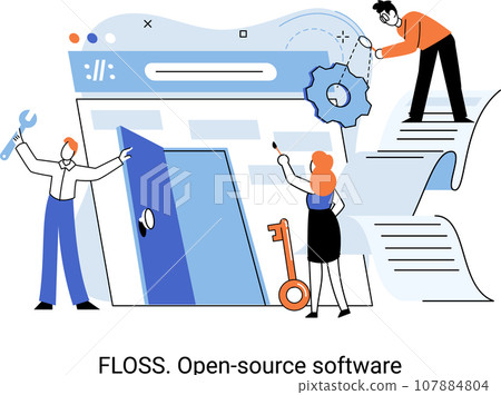 FLOSS open source software. Code of created... - Stock Illustration ...