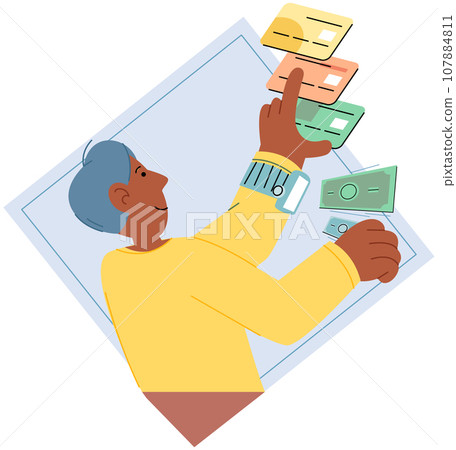 Cashless payment. Vector illustration. Cashless transactions are traceable, which chelp in tracking expenses and budgeting The simplicity and speed of contactless payments make them popular among busy 107884811