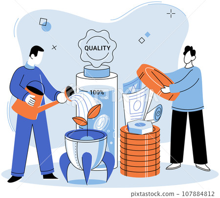 Successful project launch. Vector illustration. A successful business, narrative of triumph over adversity Project launch startup, exhilarating leap into world of entrepreneurship A development 107884812