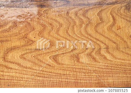 Clean modern wooden background with resin. The texture of old light wood with stain and transparent epoxy resin in cracks. High quality photo 107885525
