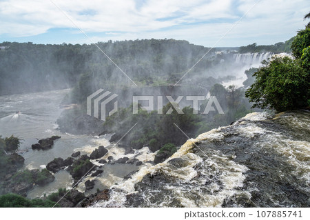 Iguazu Falls, the largest series of waterfalls of the world, located at the Brazilian and Argentinian border 107885741