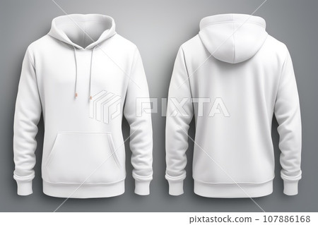 Front and Back of an Editable male white Hoodie. 107886168