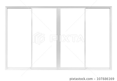 Real modern house window frame isolated on white background with clipping path 107886169