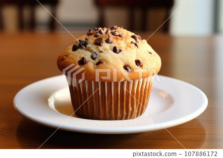 Chocolate chip muffins on plate Chocolate chip muffins on plate 107886172