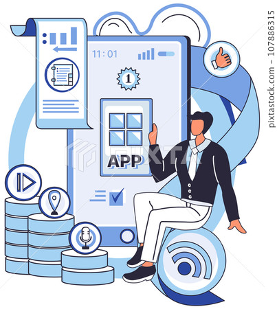 Application testing metaphor. Vector illustration. App test, rehearsal stage before actual performance Software testing, gatekeeper ensuring no bugs pass quality threshold Application testing Application testing metaphor. Vector illustration. App test, rehearsal stage before actual performance Software testing, gatekeeper ensuring no bugs pass quality threshold Application testing 107886315