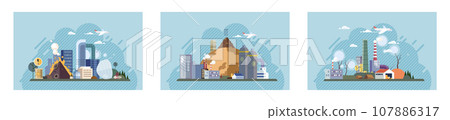 Industrial pollution. Dirty waste. Environmental pollution. Vector illustration. Dirty waste must be processed using environmentally friendly methods Air, water, and soil pollution by industrial Industrial pollution. Dirty waste. Environmental pollution. Vector illustration. Dirty waste must be processed using environmentally friendly methods Air, water, and soil pollution by industrial 107886317