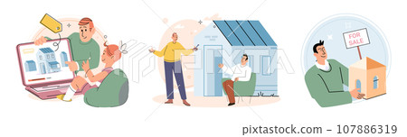Buying and choosing housing. Vector illustration The residential arewas known for its safety and security The business location played crucial role in its success Choosing right housing option 107886319