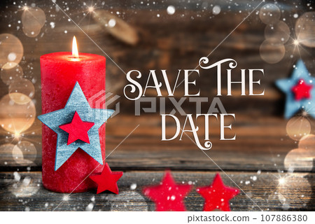 Text Save The Date, Festive Christmas Background, Snow Text Save The Date, Festive Christmas Background, Snow 107886380