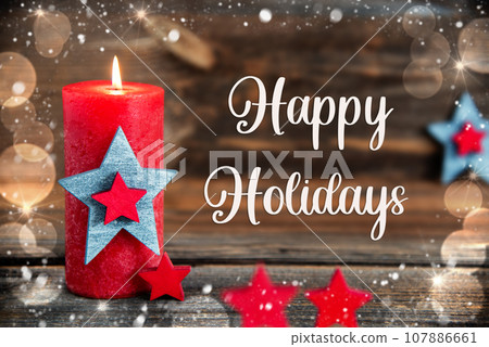 Text Happy Holidays, Festive Christmas Background, Snow Text Happy Holidays, Festive Christmas Background, Snow 107886661