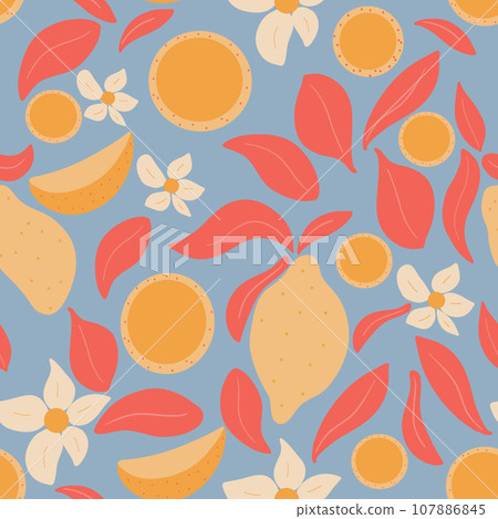 Groovy lemons hand drawn seamless pattern Groovy lemons hand drawn seamless pattern 107886845