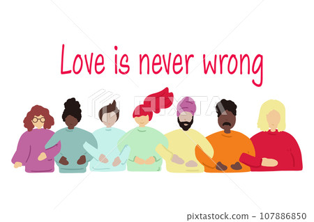 LGBTQ family polyamory hand drawn characters 107886850