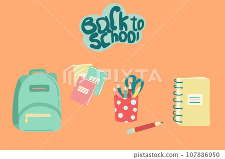 Back to school set with notebooks accessories Back to school set with notebooks accessories 107886950