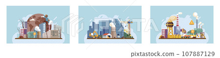 Industrial pollution. Dirty waste. Environmental pollution. Vector illustration. Factory emitting smoke is affecting health nearby residents Toxic waste chemicals are poisoning our soil Industrial Industrial pollution. Dirty waste. Environmental pollution. Vector illustration. Factory emitting smoke is affecting health nearby residents Toxic waste chemicals are poisoning our soil Industrial 107887129