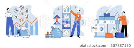 Business development. Vector illustration. Banking solutions simplify financial planning and money management Marketing campaigns resonate with global audiences through cultural sensitivity Strong Business development. Vector illustration. Banking solutions simplify financial planning and money management Marketing campaigns resonate with global audiences through cultural sensitivity Strong 107887150