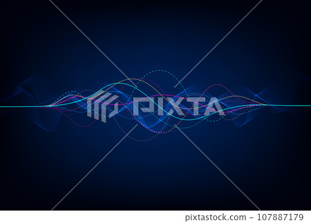 Wave lines flowing dynamic. Artificial intelligence deep learning visualization networks concept for AI, music, sound. Vector illustration Wave lines flowing dynamic. Artificial intelligence deep learning visualization networks concept for AI, music, sound. Vector illustration 107887179