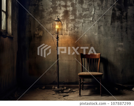 Isolated wooden chain in the abandoned space Isolated wooden chain in the abandoned space 107887299
