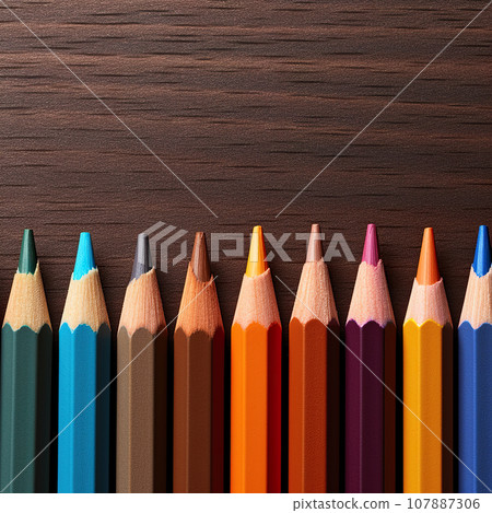 Colored pencils with brown background Colored pencils with brown background 107887306