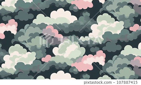 Waves of green clouds wallpaper pattern Waves of green clouds wallpaper pattern 107887415