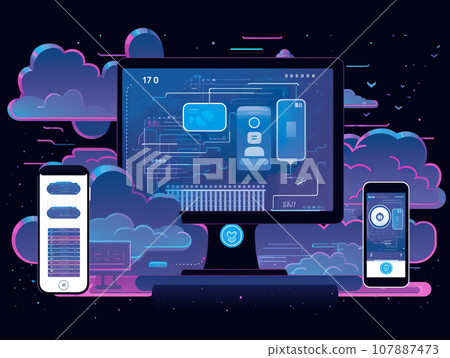 Cute design mobile connectivity 107887473