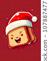Cute bread with red santa hat 107887477
