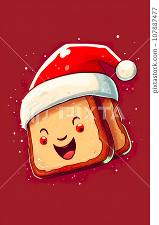 Cute bread with red santa hat Cute bread with red santa hat 107887477