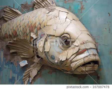 Crack art of big fish in the wall 107887478