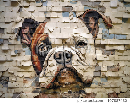 Crack art of bulldog in the wall 107887480
