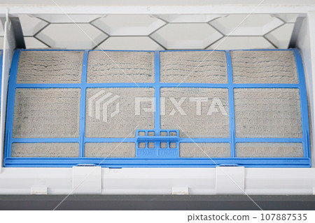 air conditioner with dirty filter close up 107887535