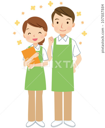 穿著圍裙的男女、護理人員、助手 穿著圍裙的男女、護理人員、助手 107887884