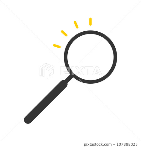 Simple long-handled magnifying glass icon - image material for research, hints, and discoveries 107888023