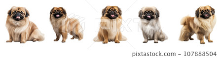 Pekingese Dog full body vector set isolated on white background Pekingese Dog full body vector set isolated on white background 107888504