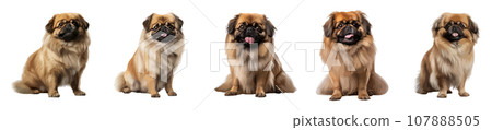 Pekingese Dog full body vector set isolated on white background Pekingese Dog full body vector set isolated on white background 107888505