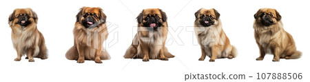 Pekingese Dog full body vector set isolated on white background Pekingese Dog full body vector set isolated on white background 107888506