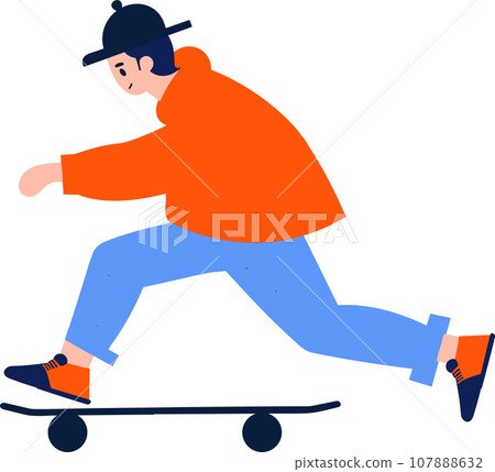 Hand Drawn Teenage characters playing skateboards in flat style 107888632