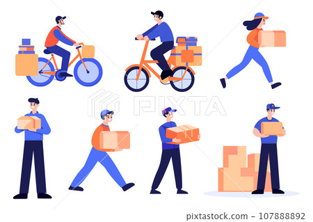 Hand Drawn delivery man in flat style Hand Drawn delivery man in flat style 107888892
