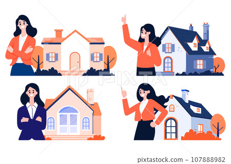Hand Drawn Real estate agent character in flat style 107888982
