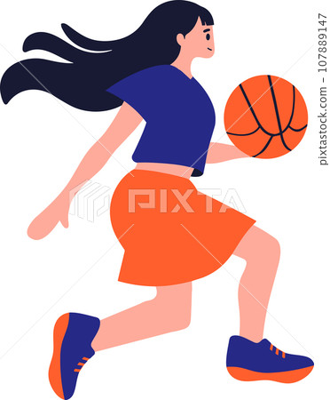 Hand Drawn Basketball player character playing basketball in flat style Hand Drawn Basketball player character playing basketball in flat style 107889147