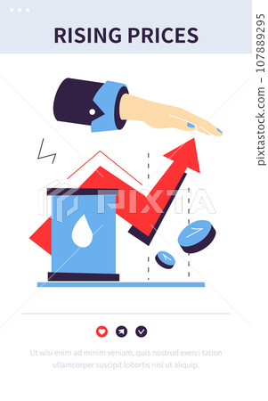 Rising prices - colorful flat design style banner 107889295