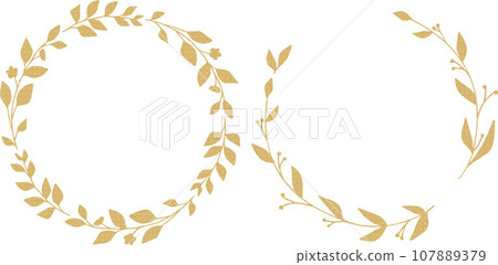 Gold glitter leaf frame set Gold glitter leaf frame set 107889379