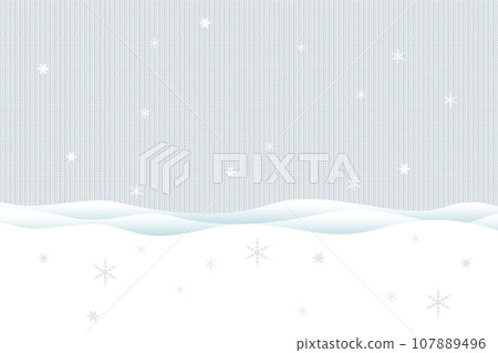 Snow scene and snowflakes, knitted background illustration Snow scene and snowflakes, knitted background illustration 107889496