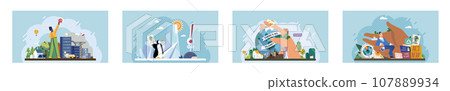 Climate change. Save the planet. Vector illustration Global warming calls for immediate and sustained efforts to address its effects Lets work together to combat climate change and save planet 107889934