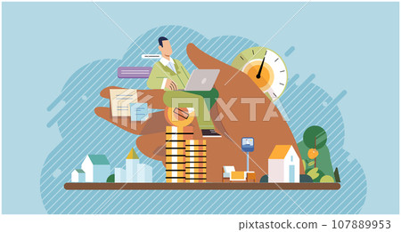 Wellbeing metaphor. Vector illustration. Support insurance, anchor during professional storms Employee wellbeing, mirror reflecting companys values Human care, roots that nourish positive work culture 107889953