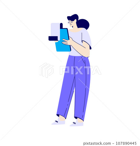 Bill Pay with Woman Character with Tablet Use Online Application Vector Illustration Bill Pay with Woman Character with Tablet Use Online Application Vector Illustration 107890445