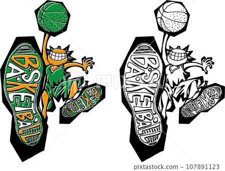 籃球插畫<綠色&橘色> 籃球插畫<綠色&橘色> 107891123