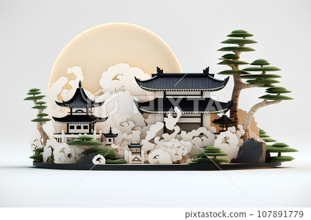 日本寺廟/寺廟（3D） 107891779