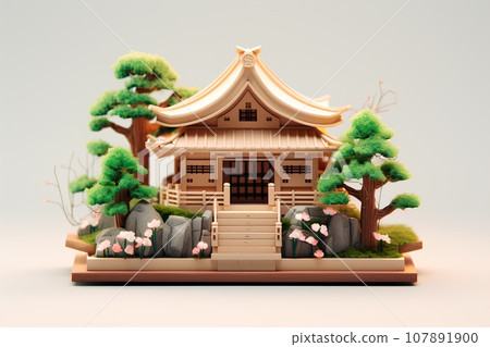 Wooden shrine/company (3D) 107891900