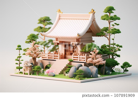 木製神社/公司 (3D) 107891909