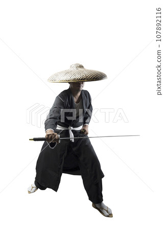 Samurai warrior holding the sword 107892116