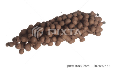 Clay Drainage big size ball pour fall down, explosion in air. Clay Drainage ball splash in shape form line explosion. White background isolated high speed shutter freeze motion Clay Drainage big size ball pour fall down, explosion in air. Clay Drainage ball splash in shape form line explosion. White background isolated high speed shutter freeze motion 107892368
